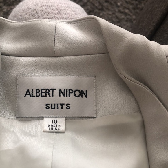 3 piece Albert Nipon suit light pearl grey wedding /party - Picture 5 of 16